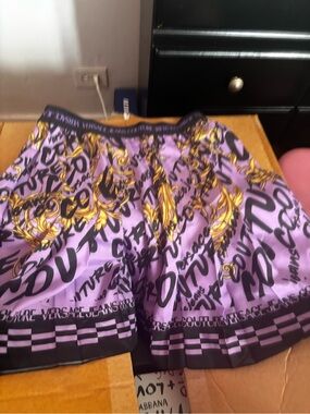 Versace Pink Logo Jacquard Drawstring Shorts